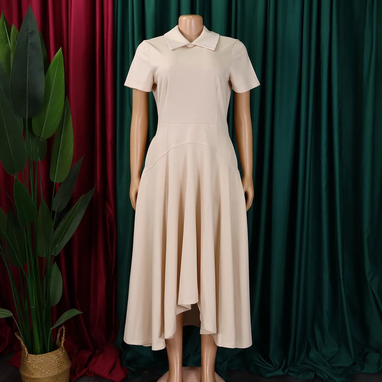 Elegante Kirchenkleider für Frauen, plissiert, A-Linie, kurze Ärmel, unregelmäßige Länge, edle, bescheidene afrikanische Kleider, Party-Anlass, weiblich.