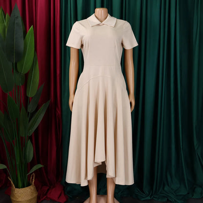 Elegante Kirchenkleider für Frauen, plissiert, A-Linie, kurze Ärmel, unregelmäßige Länge, edle, bescheidene afrikanische Kleider, Party-Anlass, weiblich.