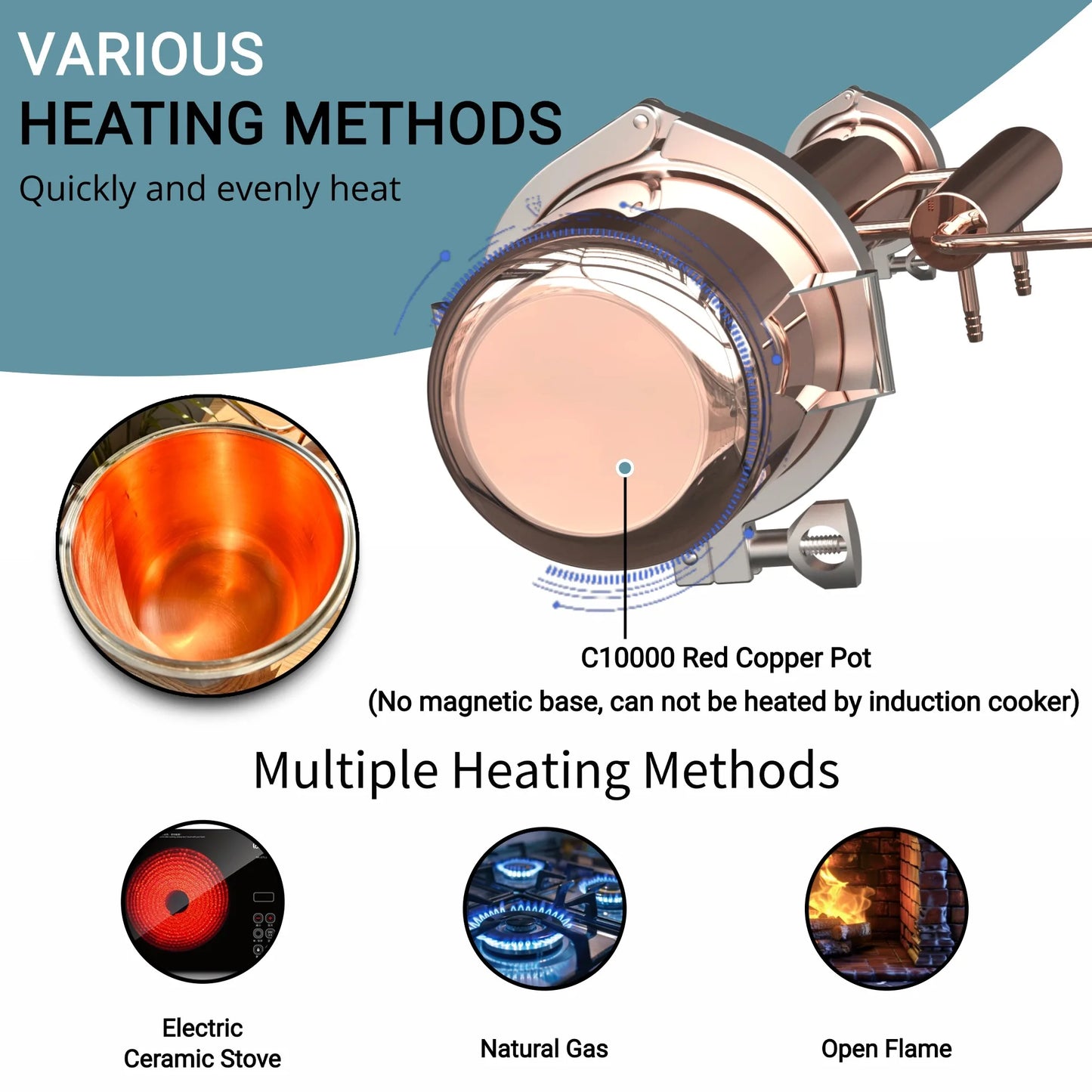 HOOLOO 8L Copper Distiller Essential Oil Hydrosol Still Home Distiller Direct Fire Hea Equipment DIY from Herbs Plants & Flowers.