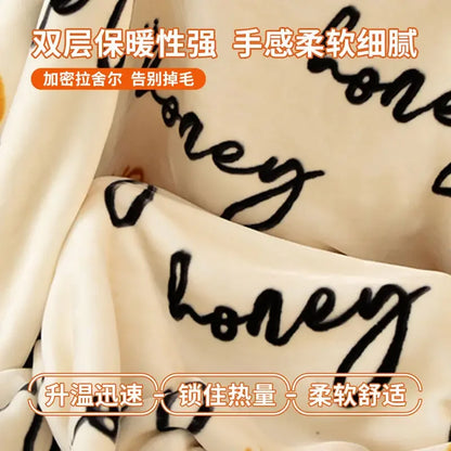 Double-deck Thickening Blanket Winter Dormitory Siesta Plush Fur Quilt Keep Warm Soft Comfortable Coral Fleece Sheet Bed Cover.