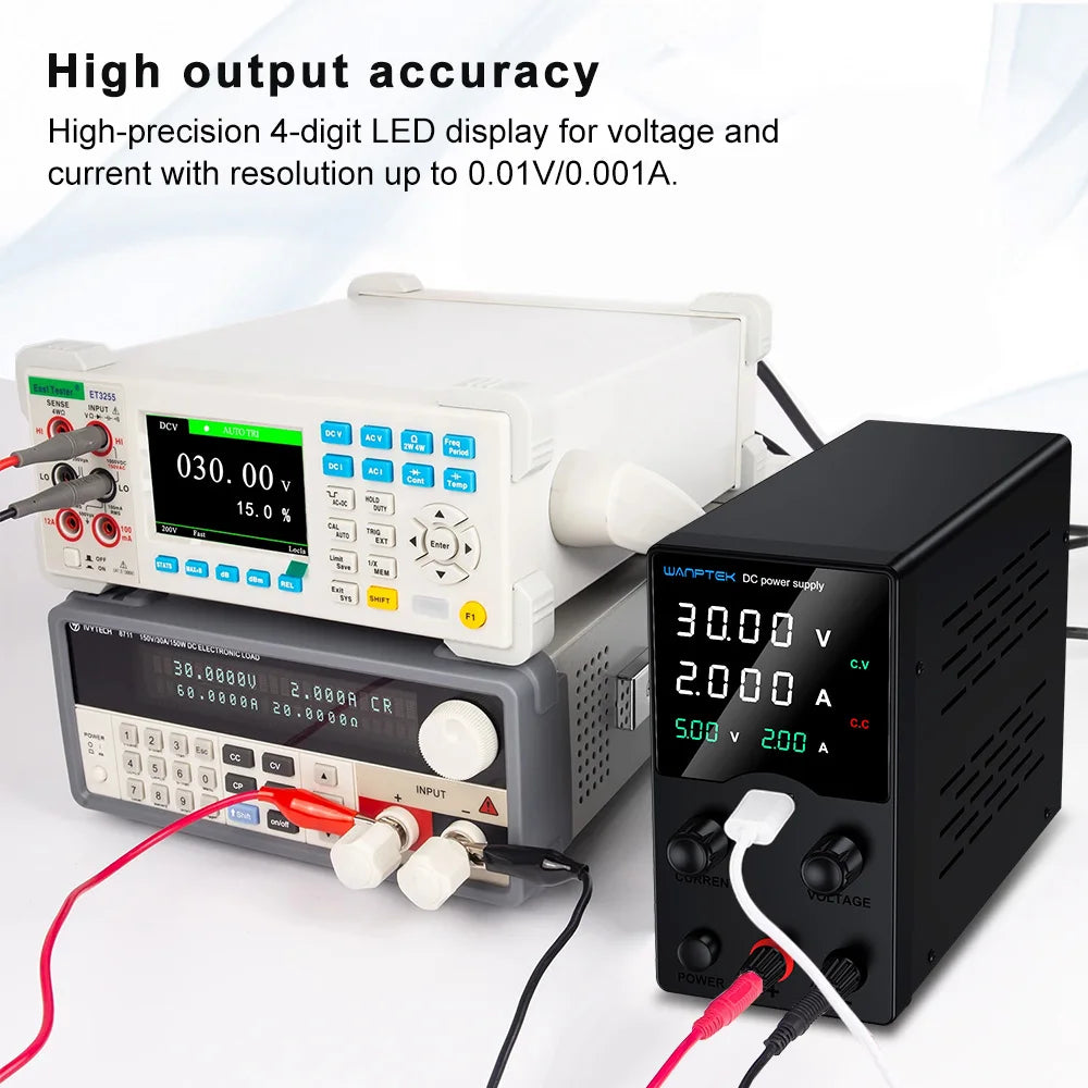 Wanptek DC Lab Power Supply 32V 62V 120V 160V Adjustable Switching Power Supply with 5V 2A USB Charging Display Regulator.