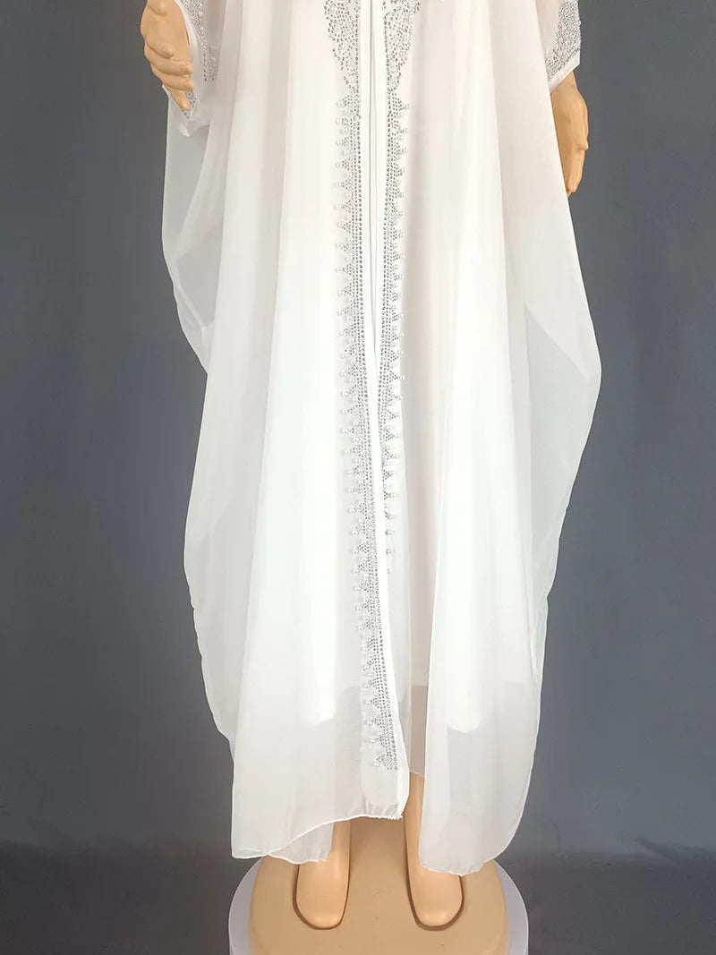 Eid Muslim Dress for Women Hooded Abaya 2 Piece Set Diamond Jalabiya Morocco Party Dresses Dubai Abayas Kaftan Vestido Long Robe.