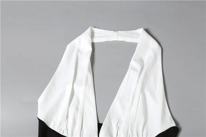 Seltsame Puss Halter-Backless Kleid Frauen Elegante Patchwork Korsett Tiefem v-ausschnitt Ärmellose Sommer Elegan Geburtstag Party Vestidos.