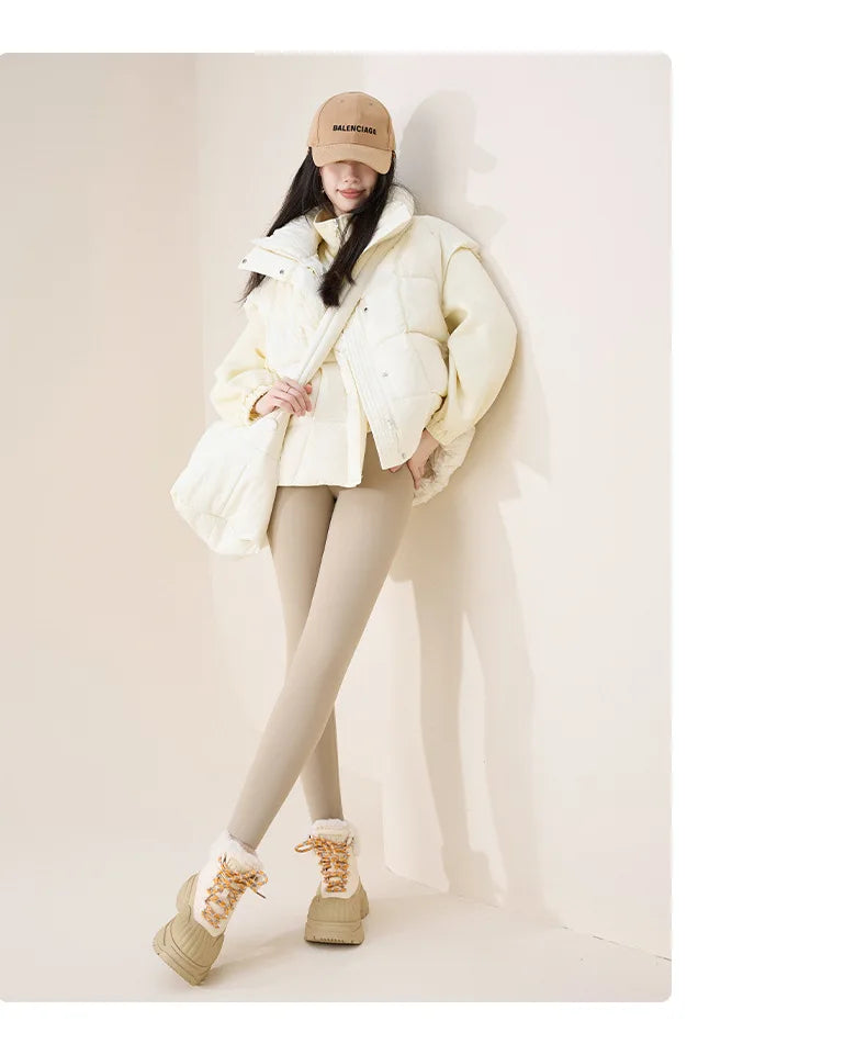 BIVIGAOS Autumn Winter High Waist Fleece Sharkskin Leggings Women Seamless Slim Tight-Fit Velvet Thickened Elastic Warm leggings