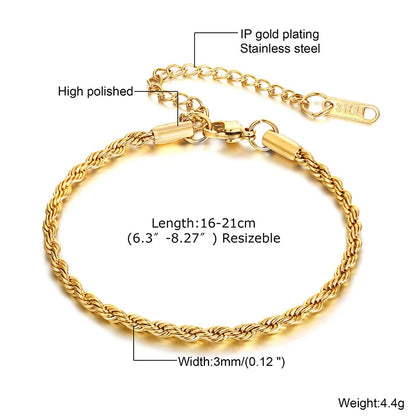 Non Tarnish Stainless Steel Bracelet Stackable for Women, Thin Herribone Chain Bracelet Waterproof Gold Plated Jewelry.