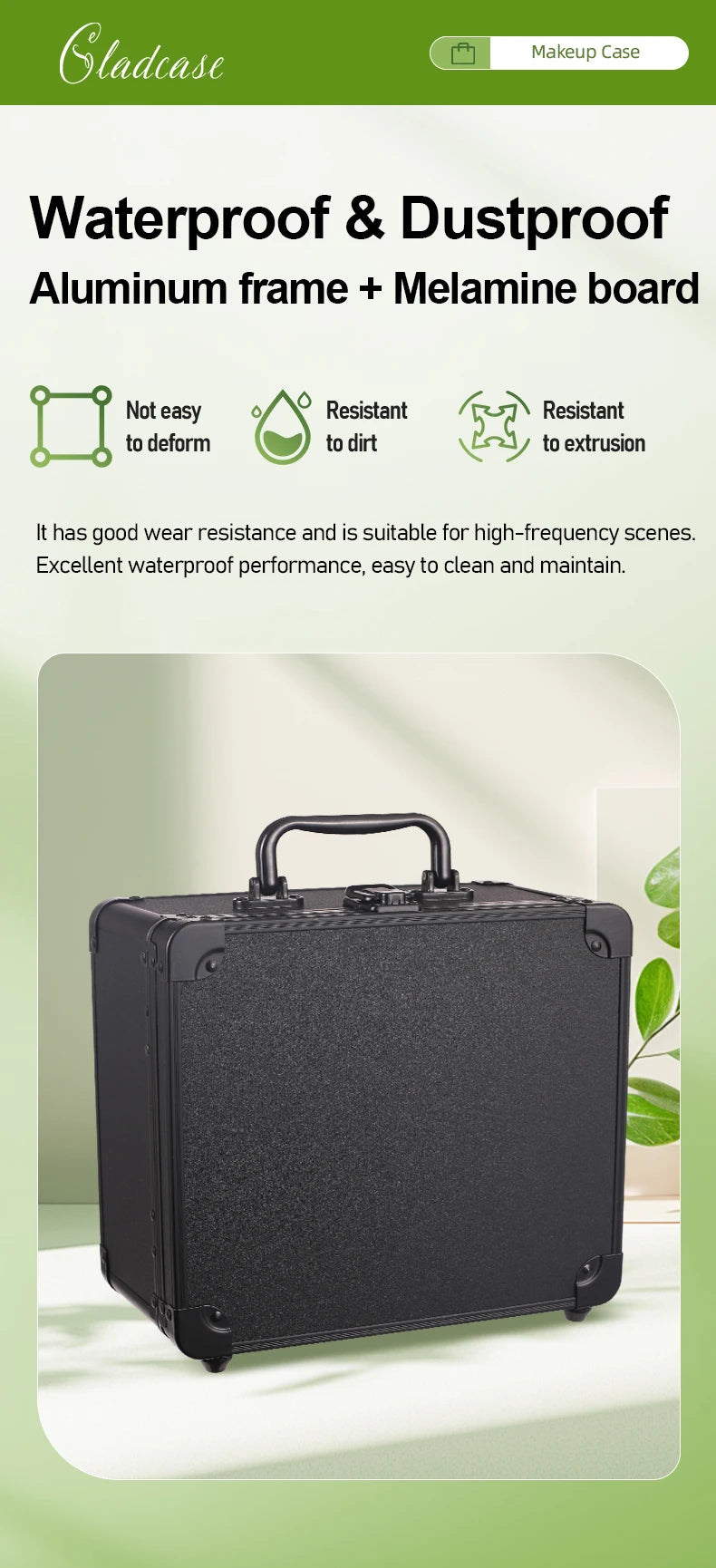 GLADCASE 2025 Portable Makeup Case with adjustable LED light Mirror carry Cosmetic Box Organizer train Beauty for dailry travel.