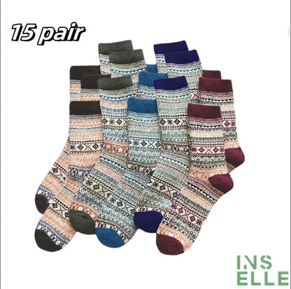 Men's thick warm towel socks 3 pairs of casual solid color mid-calf socks winter men's socks