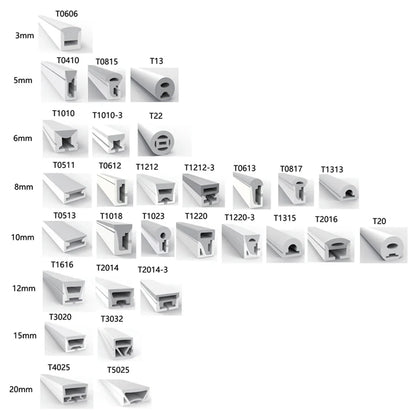 LED Silicone Neon Tube T0511 T0513 T0515 T0308 Flexible Protection Cover Transparent Matte Black Milky For 6-12mm WS2812  Strip.