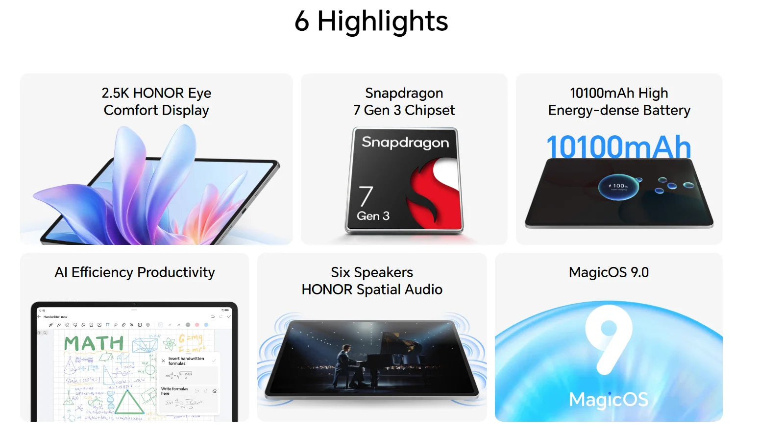 HONOR Pad 10 Tablet 8GB+256GB,12.1-inch 120Hz 2.5K(2560*1600) Display,Snapdragon 7 Gen 3 10100mAh Battery,MagicOS 9.0 (Android 15),8MP camera,WIFI 6,Bluetooth 5.3.