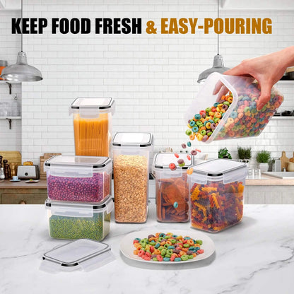 Kitchen 7pcs Food Containers Set BPA Free Plastic Airtight Storage Box With 10stickers and Pen.