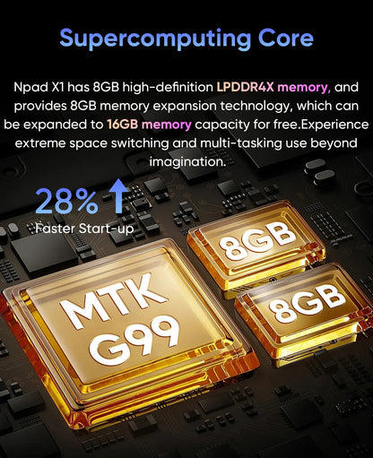 N-ONE NPad X1 Tablet PC 8GB RAM+128GB ROM 10.95'' 2000*1200 FHD IPS Android 13 4G LTE 8-Cores MTK G99 Fast Charging WIFI BT5.1