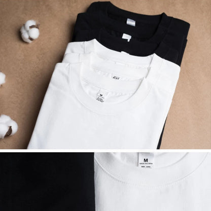 2PCS 100% Cotton Solid T Shirts Men's and Women's Short Sleeve White Tees Casual Breathable Loose Round Neck T-shirt Couple Tops.