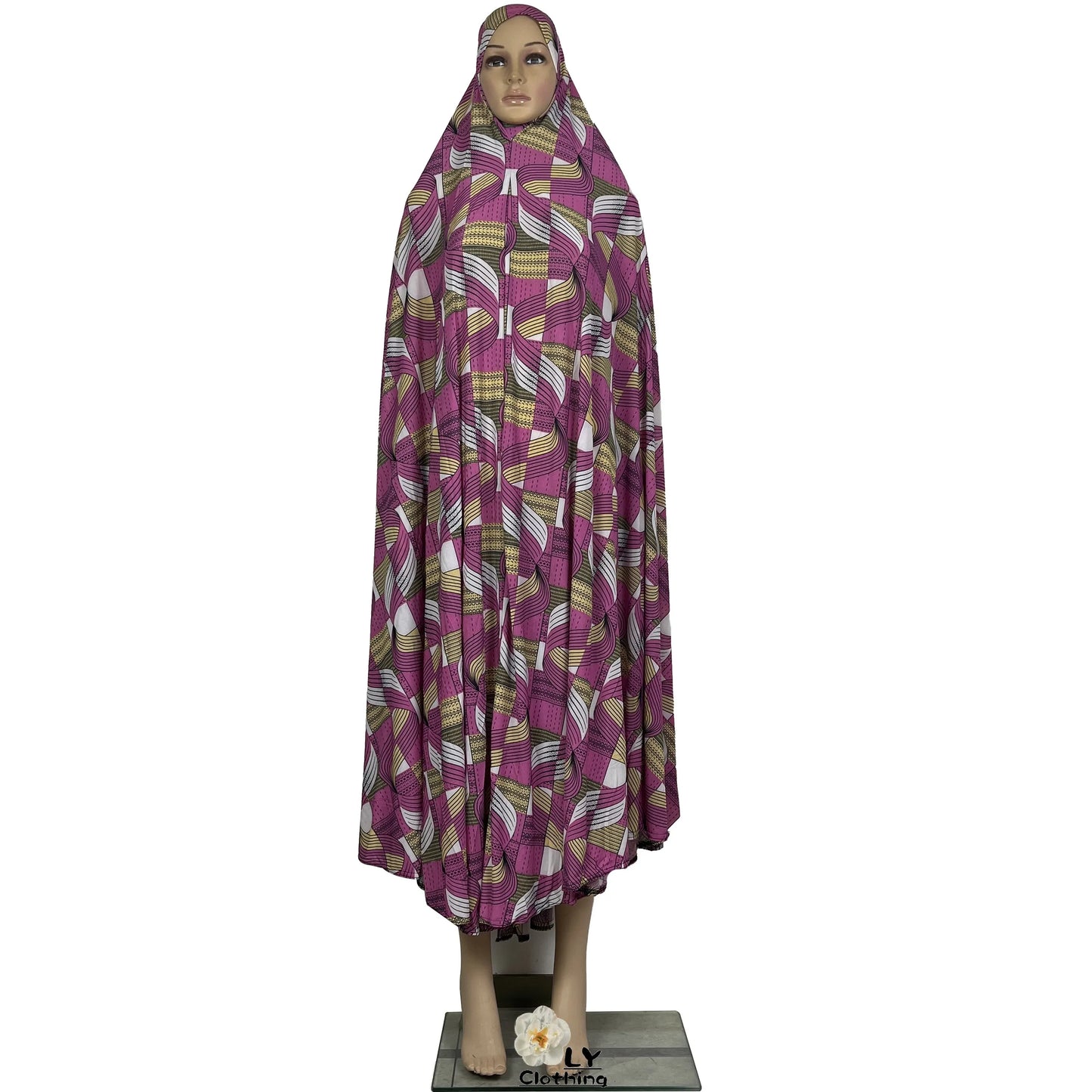New Dubai Islamic Robe Ramadan Womens Hooded Abaya African Sleeveless Loose Soft Prayer Garment Muslim Floral Dress With Hijab