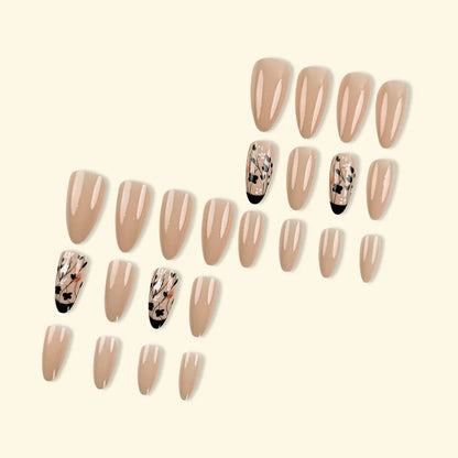 24pcs/set Medium long square fake nails for women girls cute heart flowers feather butterfly design press on false nail art tips.