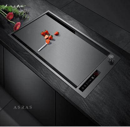 ASRAS Hidden Double Sinks Smart Purifying Kitchen Island Sinks Flip Cover Hidden 4mm Thickness Handmade kitchen Sinks