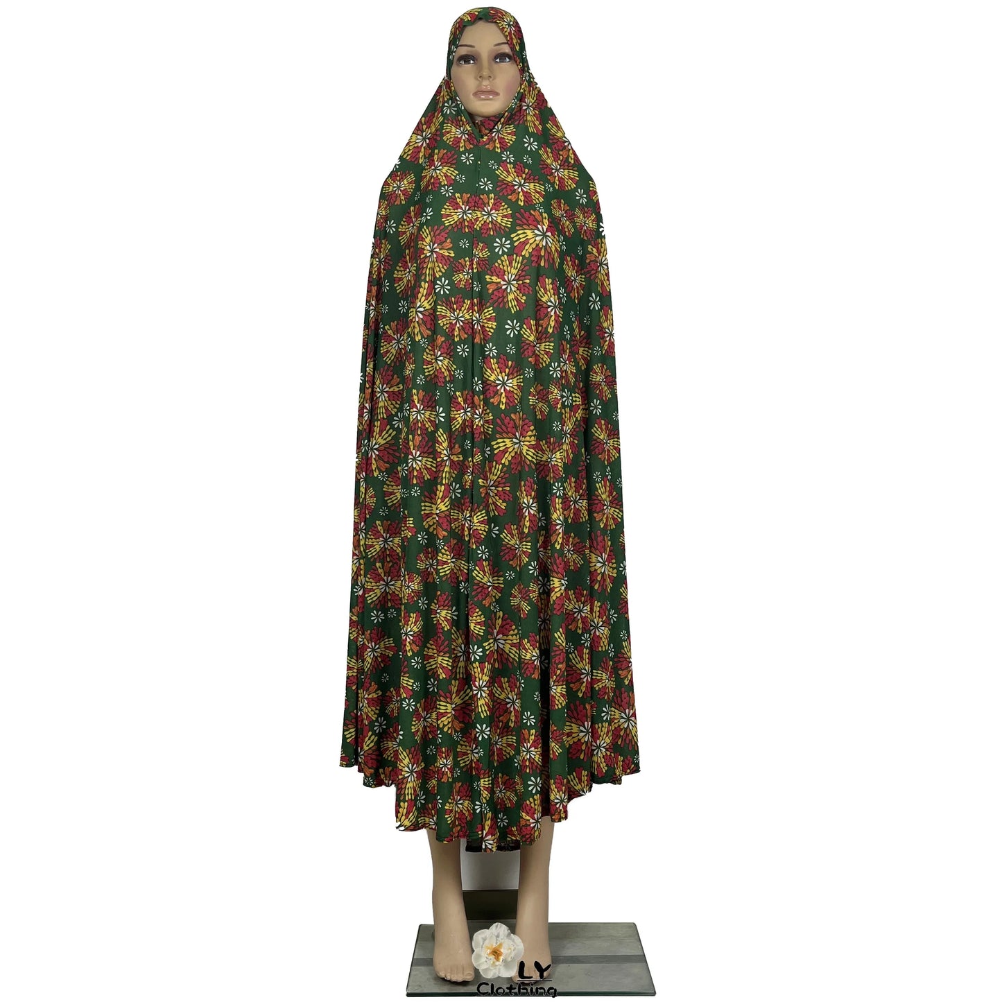 New Dubai Islamic Robe Ramadan Womens Hooded Abaya African Sleeveless Loose Soft Prayer Garment Muslim Floral Dress With Hijab