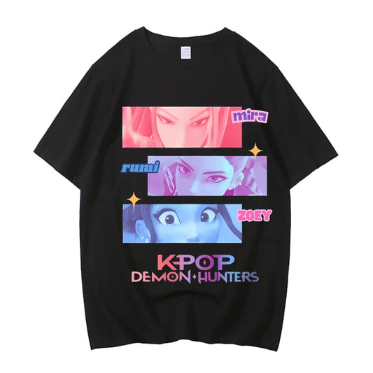 2025 Hot Cartoon KPop Demon Hunters Tiger T-shirt Harajuku O-neck Casual Shirt High Quality Cotton T Shirt Y2k Streetwear.
