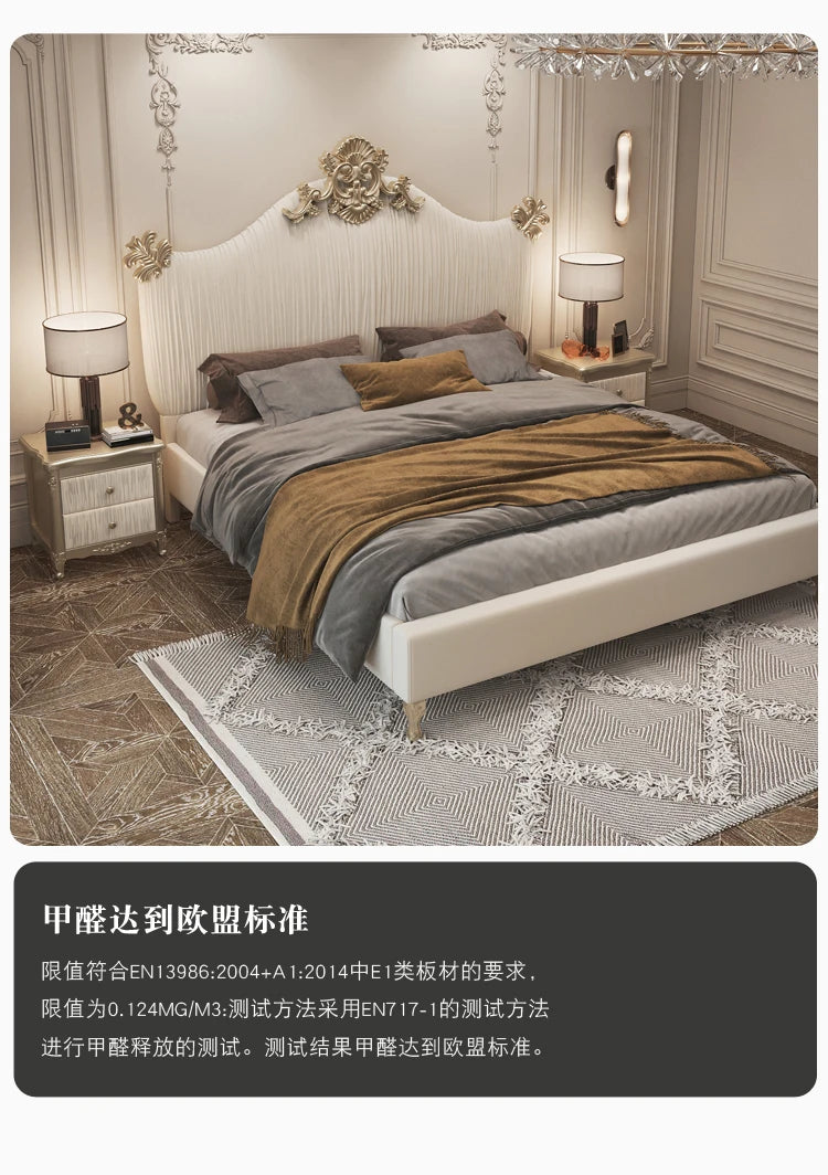 Klassisches europäisches Bett, Doppelbett, King-Size-Bett, Kopfteil, hochwertiges Bett, Twin, kreieren Sie das Hauptschlafzimmer, Cama De Casal, Wohnmöbel