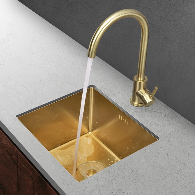 Rose Gold Kitchen Sink Nanometer Technology Gold 4mm thickness 304 Stainless Steel Manual Sink Single Bar Counter Kitchen Sink
