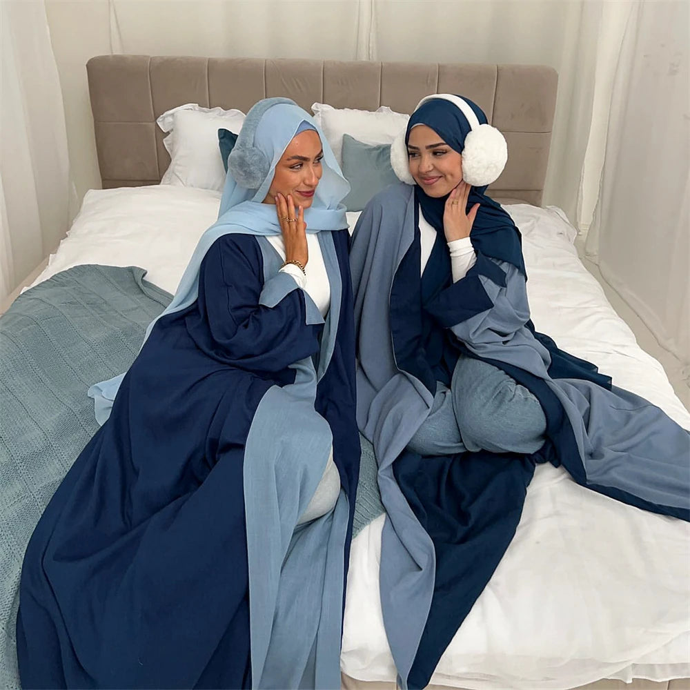 Open Modest Kimono Abaya Dubai Luxury Muslim Cardigan Coat Abayas for Women Islam Kebaya Caftan Marocain Robe Femme Musulmane.