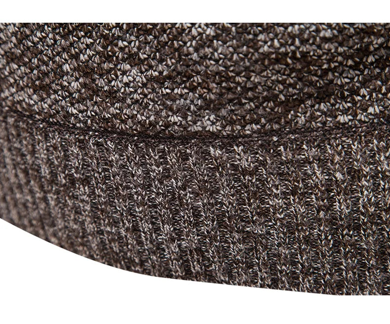 Autumn Winter Fleece Sweater Men Thicker Turtleneck Warm Pullover Slim Fit Man Clothes Luxury Brand Black Brown Jumpers Elastic.