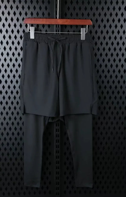 Zweiteilige Illusion Herren-Sporthose, schnell trocknend, elastisch, Basketball-Trainingshose, Sommer, dünn, Fitness, Laufen, Freizeithose.