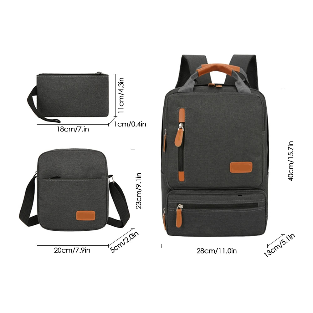 New casual men's shoulder bag set of three outdoor travel computer backpack men's shoulder bag.