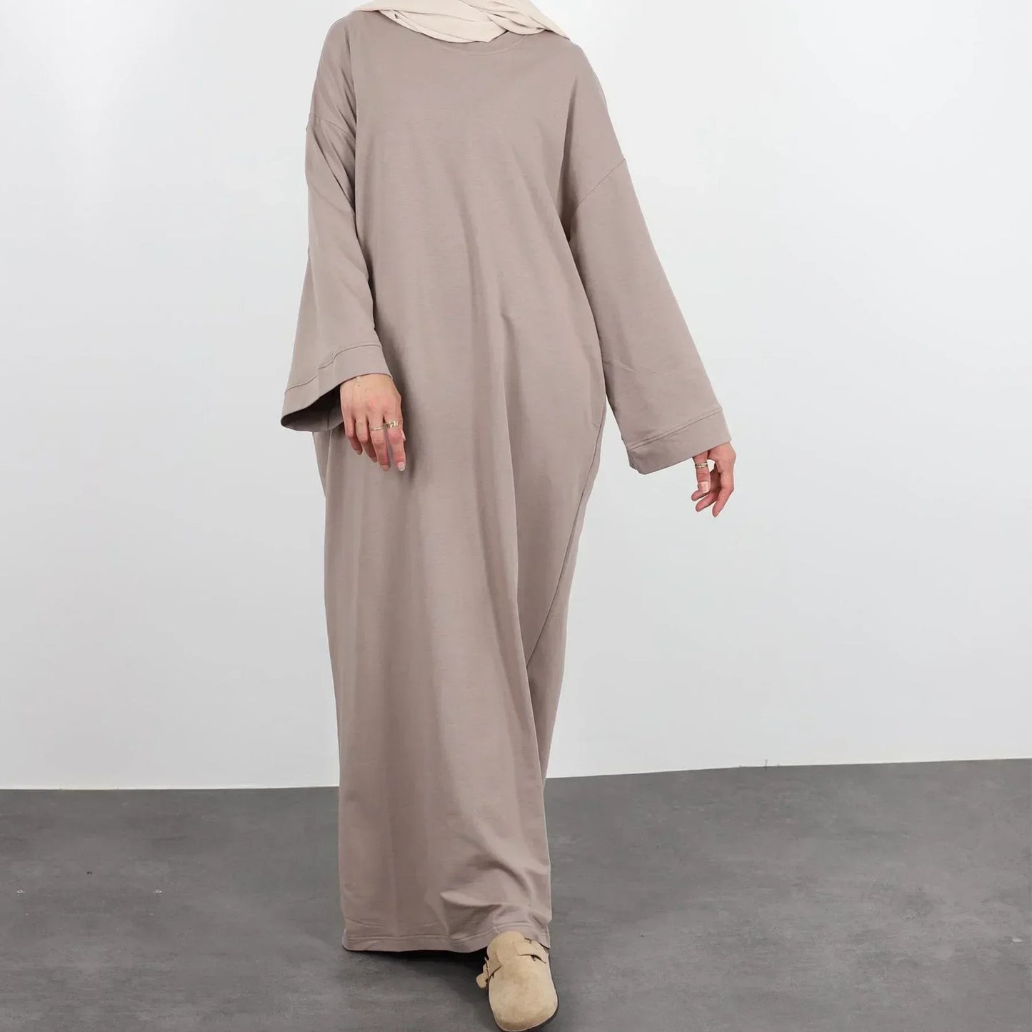 Casual Muslim Abaya Sweatshirt Long Dress for Women Daily Wear Plain Loose Abayas Islam Clothing Ramadan Eid Dubai Turkey Arabic.