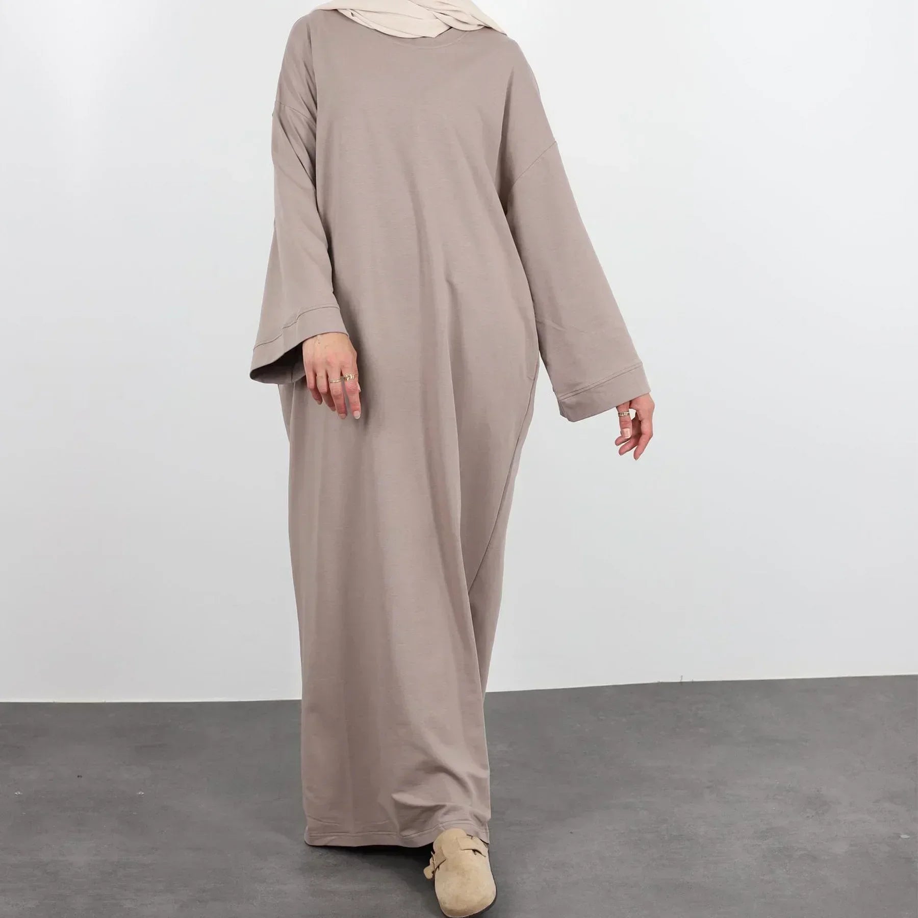 Casual Muslim Abaya Sweatshirt Long Dress for Women Daily Wear Plain Loose Abayas Islam Clothing Ramadan Eid Dubai Turkey Arabic.