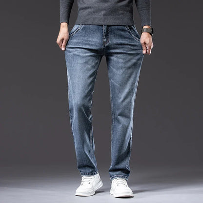 Herbst Winter Neue Business herren Jeans Klassische Mode Stretch Gewaschen Casual Denim Hosen Bequeme Gerade Männliche hosen.