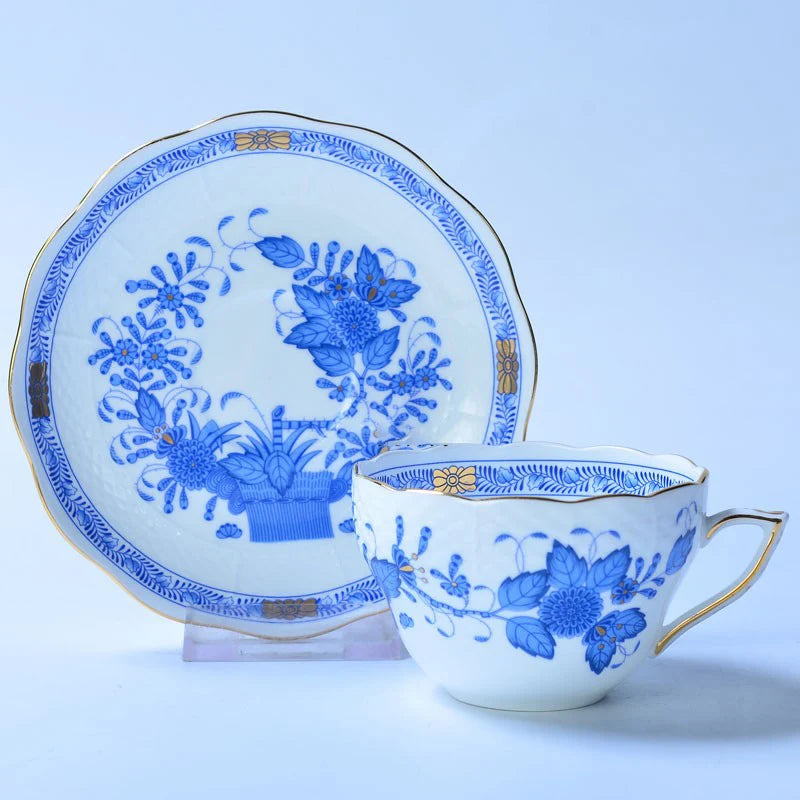 Classical Cup and Saucer Flower Basket Coffee Mug Afternoon Tea Cup Dessert Saucer Home Drinking Cup Saucer Valentine's Day Gift.