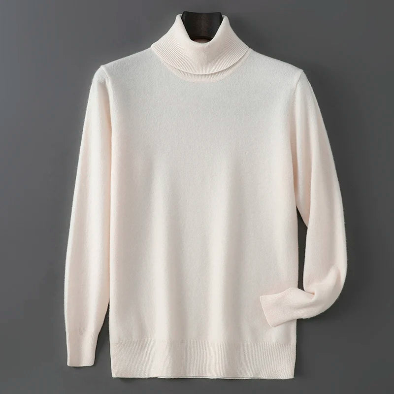 2025 Autumn/Winter High Collar Men's 100% Pure Wool Stylish Youth Loose Knitted Outerwear Flip Collar Casual Base Men's Sweaters