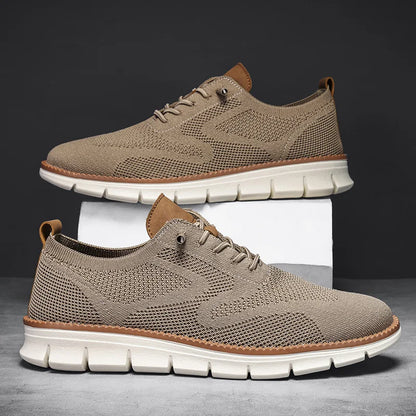 Herren-Freizeitschuhe, klassische, atmungsaktive Brogue-Flats, dämpfende Farbblock-Design-Kleiderschuhe, vielseitige Turnschuhe, leicht.