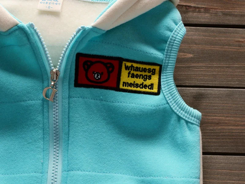 Baby Warm Clothes Sets Autumn Winter Boys Girl Thick Velvet Sport Suits Kids Clothes Outfits Infant Tops+Vest+Pants 3Pcs 0-4Y.