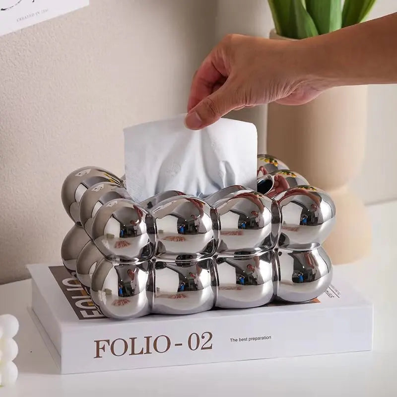 Geometry Tissue Box Cover Decorative Facial Tissue Holder Case Container for Bedroom Tissue Box Covers Rectangular Ceramic