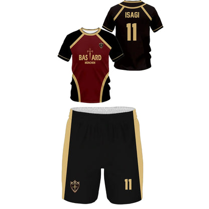 Men Jersey Set Futsal Football Pattern Blue Lock Anime Bastard Munchen 3d Print T-shirt Short 2pcs Sets Suit Sports Tops Tee Boy