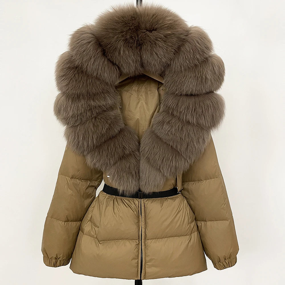 OFTBUY 2025 Winter Kleidung Puffer Jacke Frauen Echt Fox Pelz Mit Kapuze Dicke Warme 90% Weiße Ente Unten Mantel Weibliche Parkas wasserdicht.