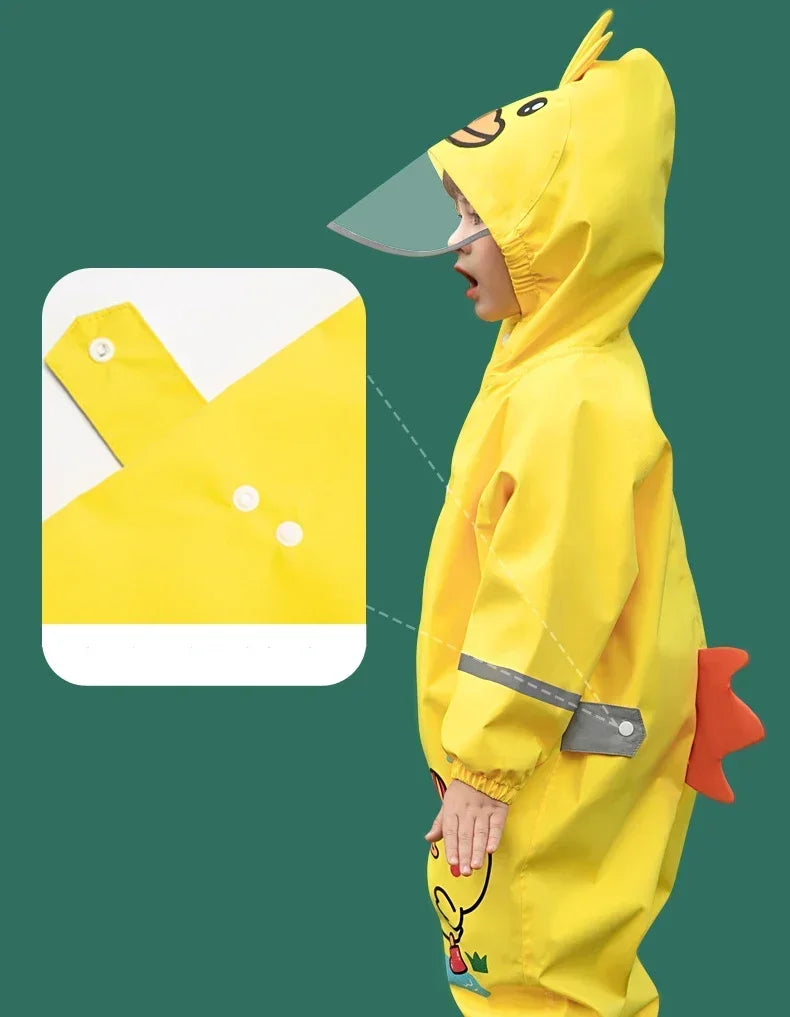 2025, Cartoon-Overall mit Kapuze für Babys, Mädchen, Regen, Outdoor-Sport, Jungen-Overall, wasserdicht, einteilig, Kinderhose, Strand, Kinderhose.