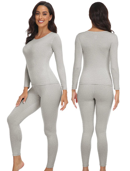 Women Thermal Underwear Set 2 pack Long Johns Ultra Soft Fleece Lined Base Layer Keep Warm Cold Weather Top Bottom﻿