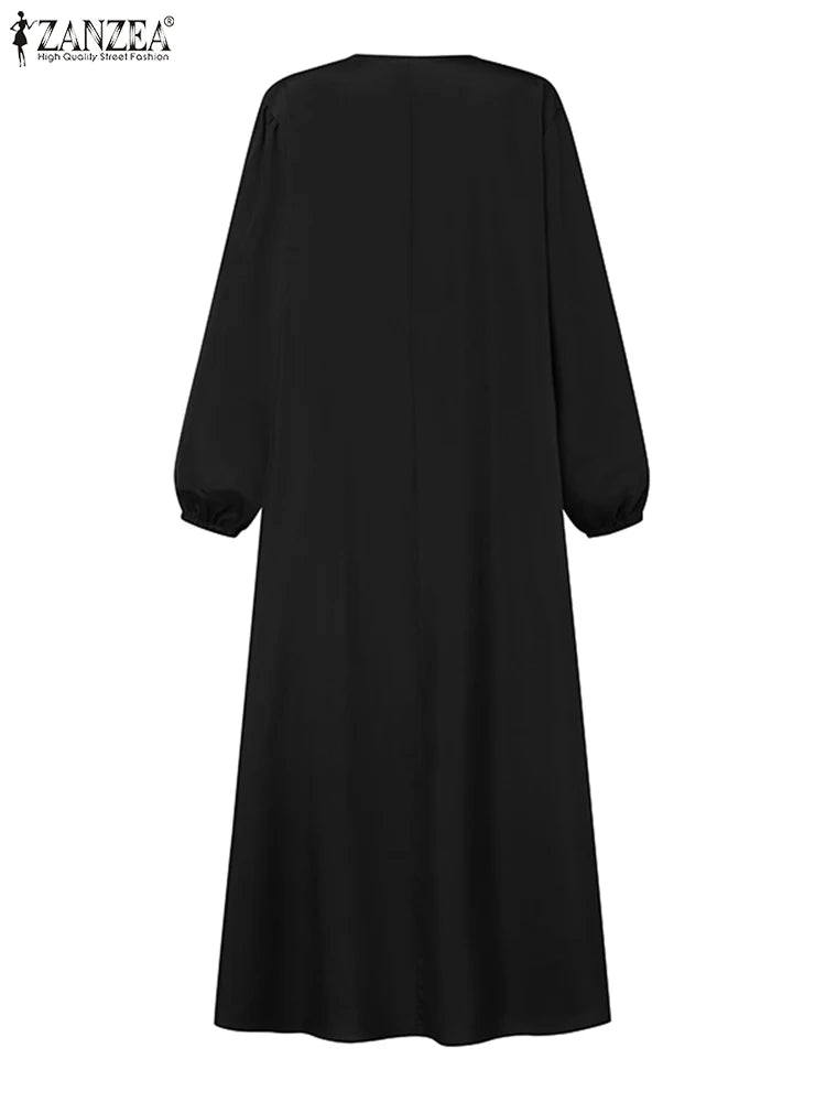 Muslim Abaya ZANZEA Solid Muslim Fashion Islamic Dress Women Vintage.