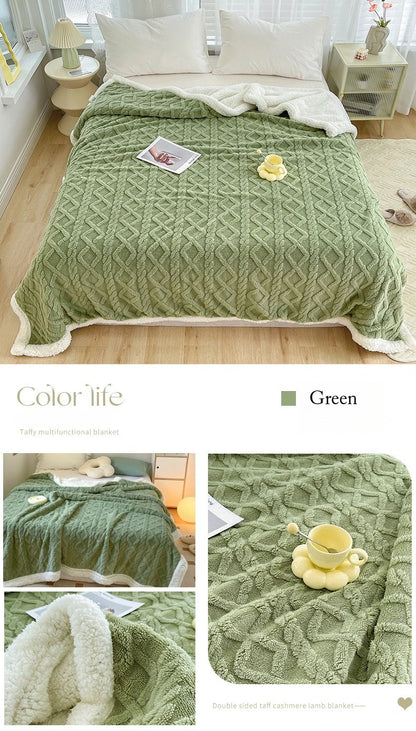 Double Layer Fleece Blanket Autumn Winter Thick Warm Office Nap Throw Blankets for Sofa Bed Single Double Soft Plush Comforter