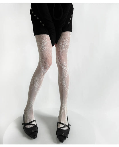 2025 New Tights Women Sexy Lace Floral Thigh High Stockings Pantyhose Lingerie Hosiery Mesh Fishnet Stockings Women Tights