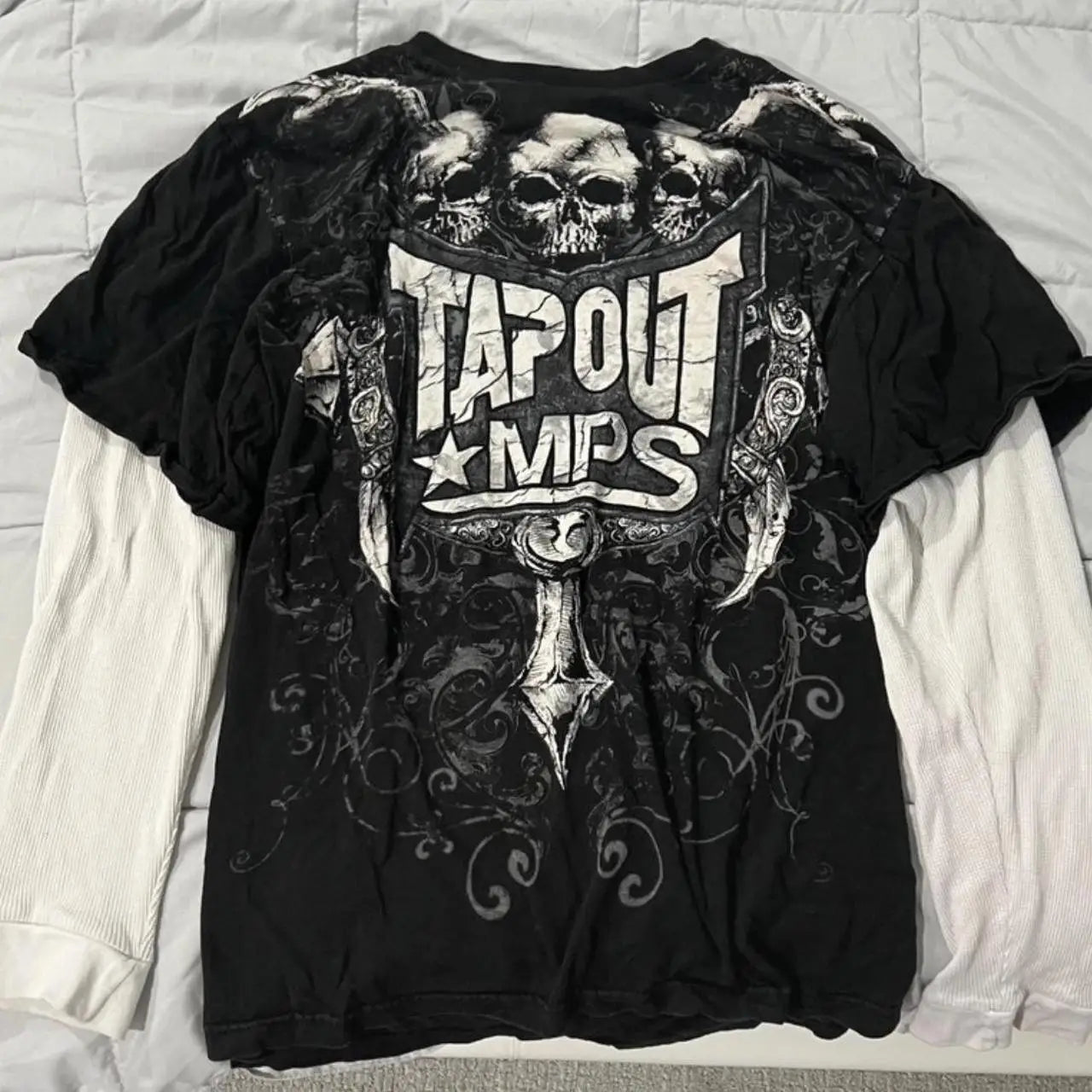 Y2K Oversized Long Sleeve Tapout T-Shirt Hip Hop Gothic Streetwear Unisex Couple Tee Summer Casual Fashion Round Neck Loose Fit