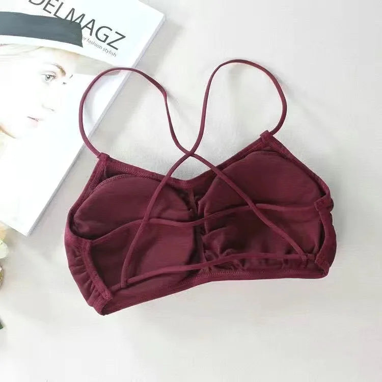 1pcs Womens Top Cross Strap Sports Bra Thin Push Up Sport Bra Yoga Gym Crop Tops Brassiere Fitness Breathable Girls Student Bras.
