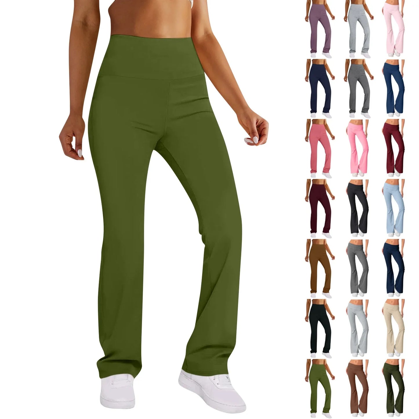 Damenmode, einfarbig, schmale Passform, schmale Reverse-Taille, niedrige Taille, elastische Taille, Schlaghose, Hose für Damen, Damenhose 2024