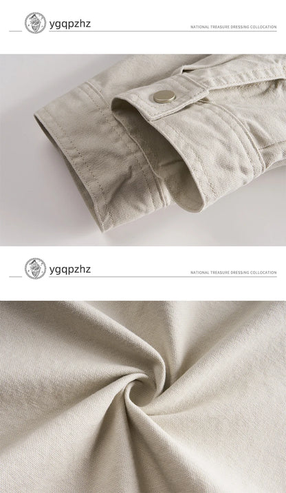 Men Spring Autumn Washed Cotton Loose Casual American Retro Cargo Jacket Man Streetwear Cityboy Coat Outerwear Varsity Jacket