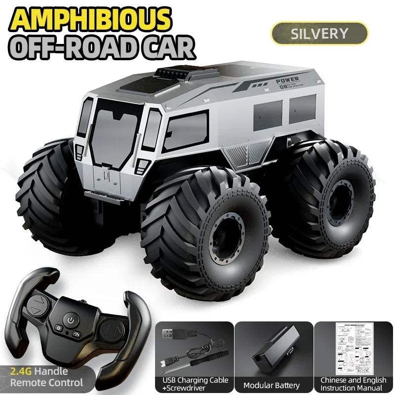 Q210 Amphibious Rc Car Dual Control 4WD Off-road Remote Control Waterproof Vehicle 2.4G Electric Climbing Crawler Toys for Kids