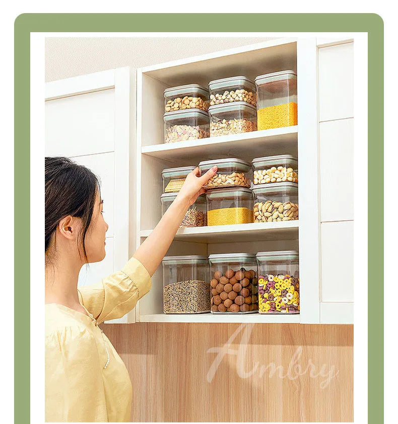 Airtight Food Storage Containers with Lids,Top Pop One Button Control,Air Tight Stackable Dry Cereal Container Set for Pantry.
