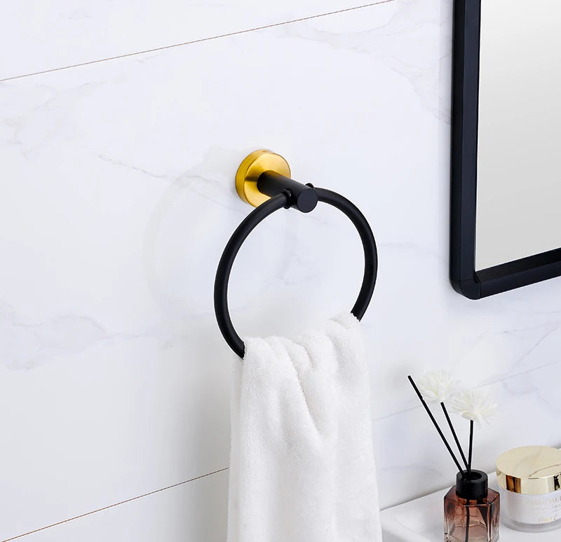 Badezimmer-Hardware-Set aus gebürstetem Gold, Handtuchhalter aus Edelstahl 304, Handtuchring, Toilettenpapierhalter, Kleiderhaken, Badezimmer-Zubehör