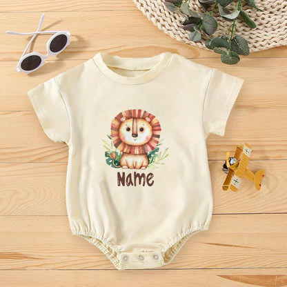 Personalisierter Regenbogen mit Namen Bubble Strampler Säugling Dschungel Geburtstag Party Kleidung Baby Übergroßer Body Niedlicher Wild One Overall.